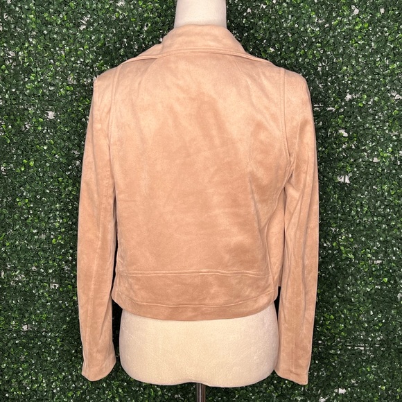 Olivaceous Faux Suede With Love Zip up Moto Jacket in Camel Tan Brown Size S - Picture 3 of 6
